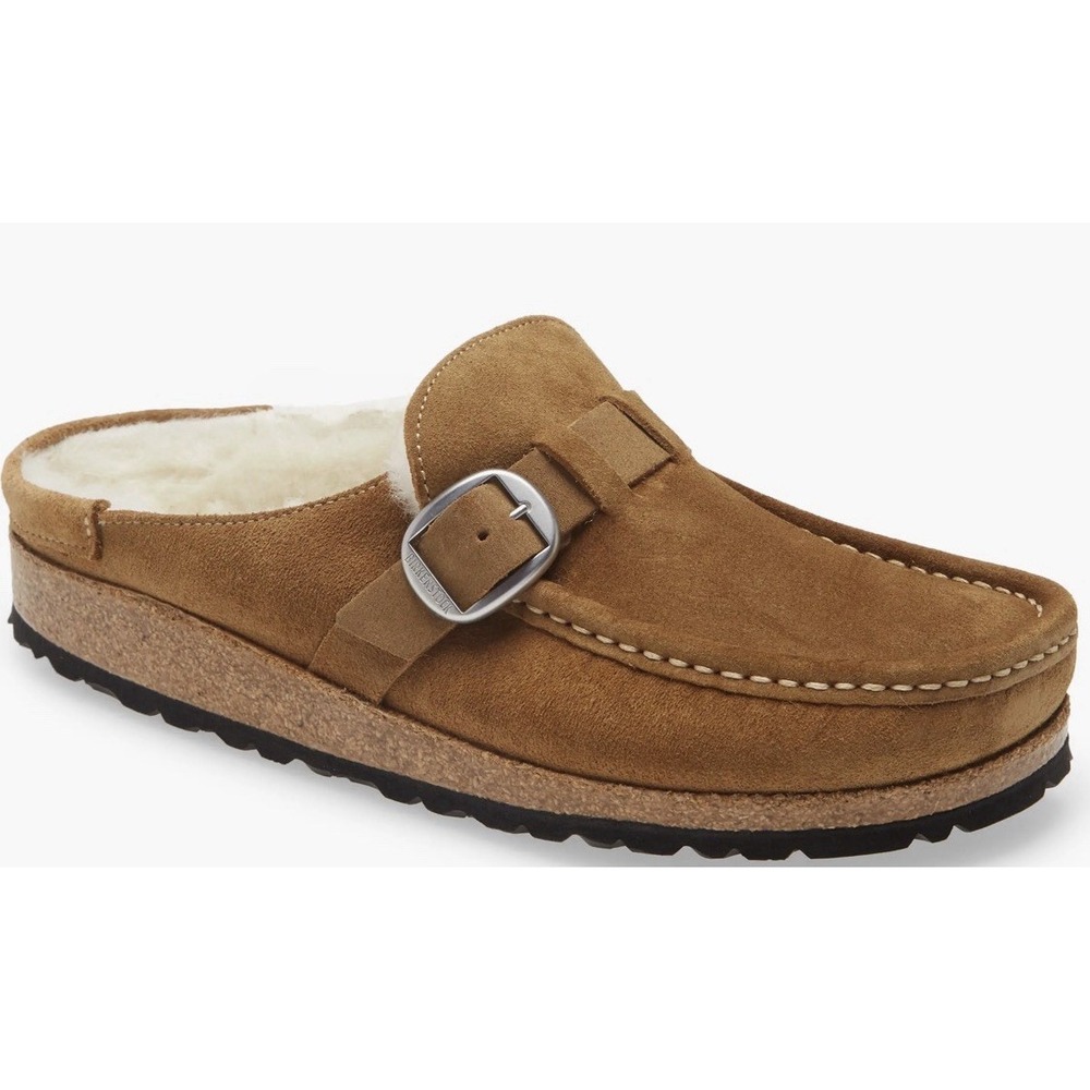 BIRKENSTOCK Buckley Genuine Shearling mule comfy,leather brown Womens Size 8